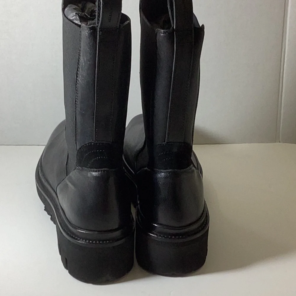 AllSaints Billie tall chunky leather Chelsea boots in black